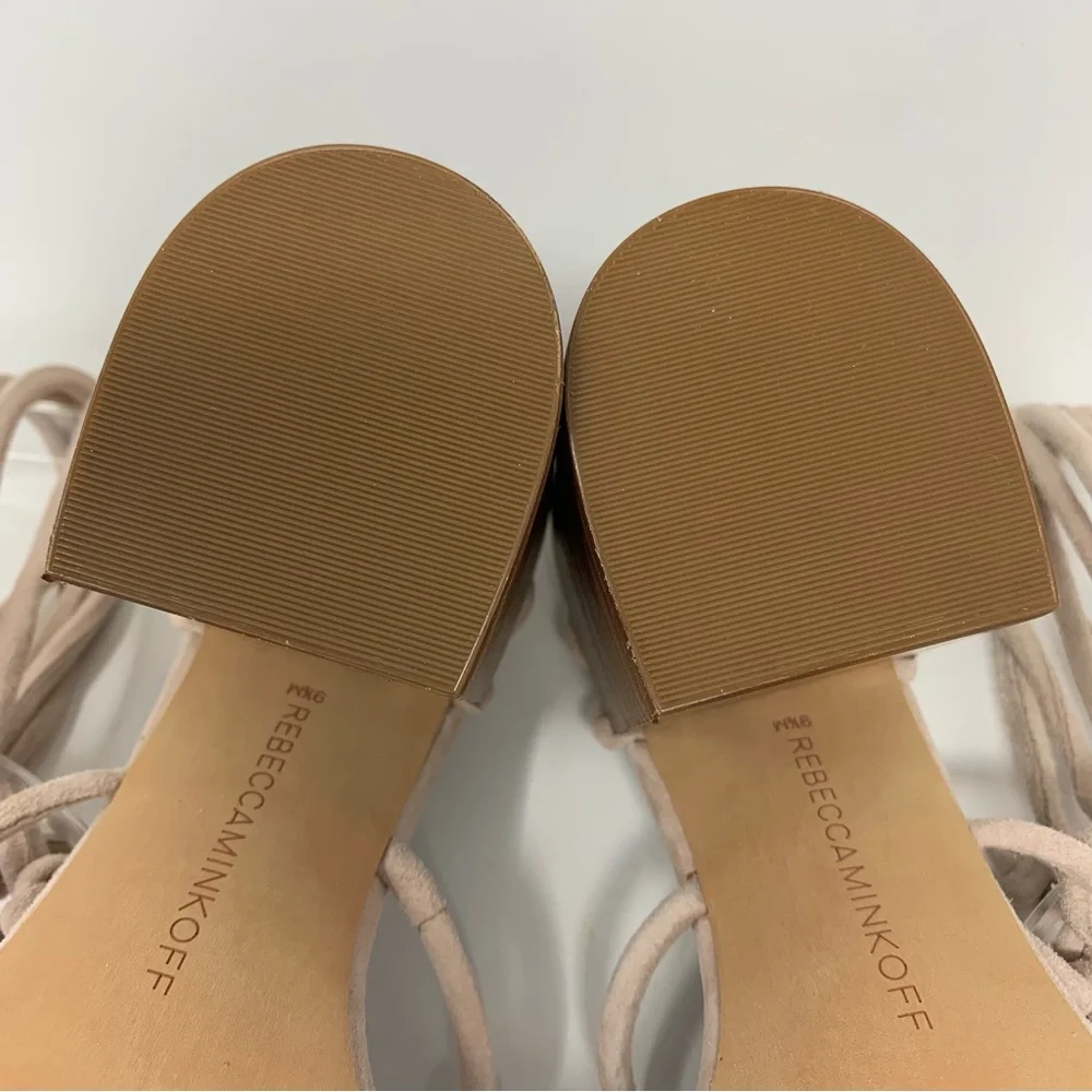 Rebecca Minkoff Sandals Heels Carmela Lace-up Knotted Pink Nude Blush Size 9.5